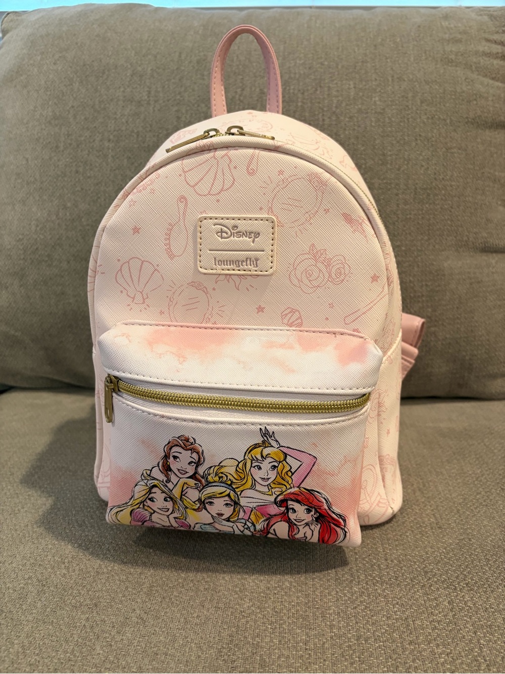 Loungefly Kids Pink Disney Princess Mini Backpack with Gold Accents